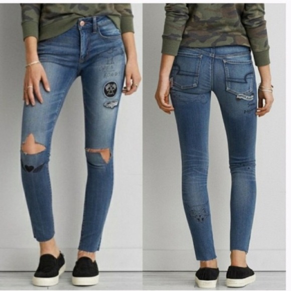 American Eagle Outfitters Denim - American Eagle Hot Rod Club Patch Stretch Jegging 00